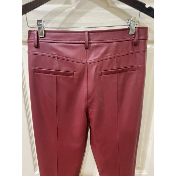 New Milly Rue Faux Leather Red Burgundy Pants Size 28 High-Waisted Slim Fit With - Picture 10 of 10